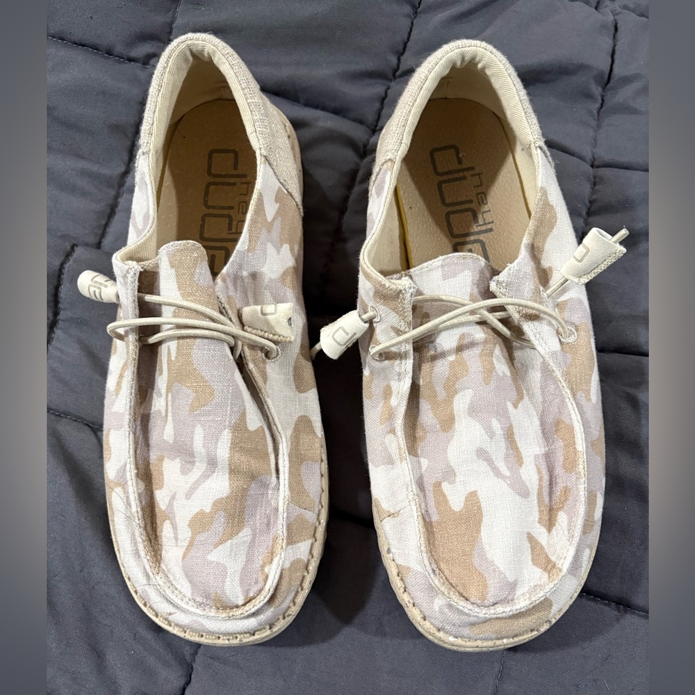 Hey Dude Wendy Beige Camo Slip-On Loafers